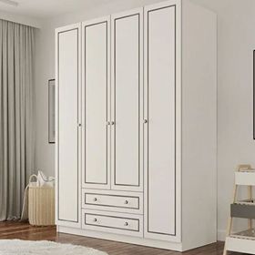 Rabi Grey 4 Kapak 2 Çekmeceli Gardrop