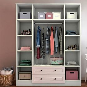 Rabi Mat Beyaz Beyza Avangart 4 Kapaklı 2 Çekmeceli Gardırop