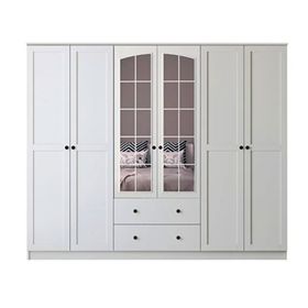 Rabi Mobilya Side Rose 6 Kapak 2 Çekmece Aynalı 184 Beyaz Gardırop
