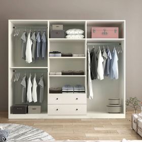 Rabi Rose 6 Kapak 2 Çekmece Aynalı 210 Beyaz Gardırop