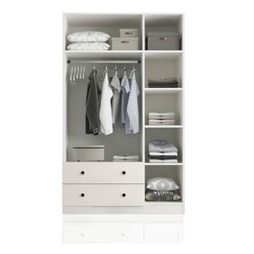 Rabi Side 3 Kapak 2 Çekmece Aynalı 184 Beyaz Gardırop