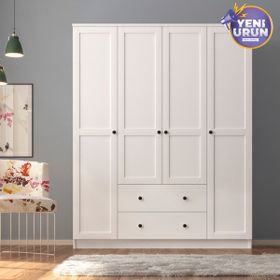 Rabi Side 4 Kapak 2 Çekmece 210 Beyaz Gardırop