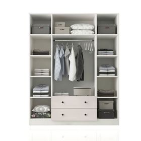 Rabi Side 4 Kapak 2 Çekmece Aynalı 184 Beyaz Gardırop