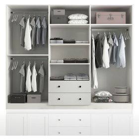 Rabi Side 6 Kapak 2 Çekmece Aynalı 210 Beyaz Gardırop