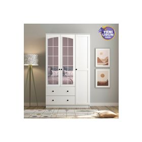 Rabi Side Rose 3 Kapak 2 Çekmece Aynalı Gardırop