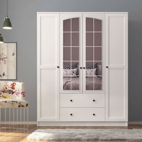 Rabi Side Rose 4 Kapak 2 Çekmece Aynalı Gardırop