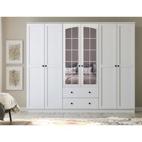 Rabi Side Rose 6 Kapak 2 Çekmece Aynalı Gardırop