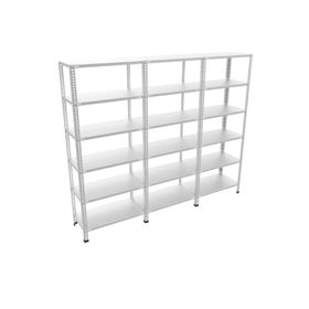 Rafburada 6 Katlı 3'lü Bitişik Galvaniz Çelik 0.70 mm 31x60-200 cm 31x180x200 cm Raf