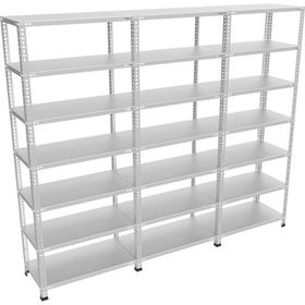 Rafburada 7 Katlı 3'lü Bitişik Galvaniz Çelik 43x93x200 cm Depo Arşiv Dosya Rafı