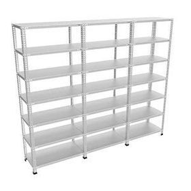 Rafburada 7 Katlı 3'lü Bitişik Galvaniz Çelik 43x93x200 cm Depo Arşiv Dosya Rafı