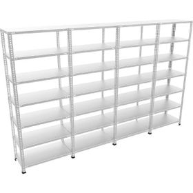 Rafburada 7 Katlı 4'lü Bitişik Galvaniz Çelik 200x43x75 cm Depo Arşiv Dosya Rafı