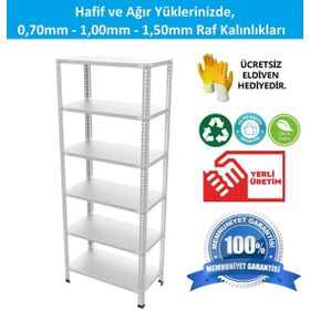 Rafburada Galvaniz 6 Katlı Çelik Raf