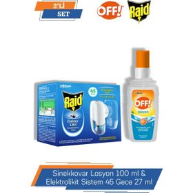Raid Off 100 ML Sinekkovar Losyon + Raid 45 Gece 27 ML Elektrolikit Sistem