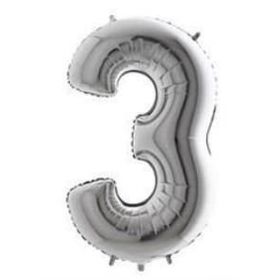 Rakamı Gümüş 40 cm 3 Folyo Balon