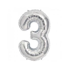 Rakamı Gümüş 40 cm 3 Folyo Balon