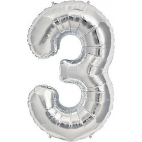 Rakamı Gümüş 40 cm 3 Folyo Balon