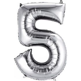 Rakamı Gümüş 90 cm 5 Folyo Balon