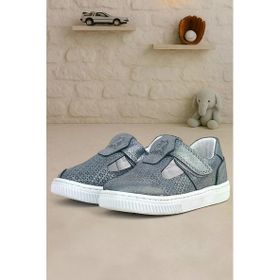 Rakerplus Bheem Hakiki Deri Gümüş Simli Cırtlı Bebek Sneaker Sandalet