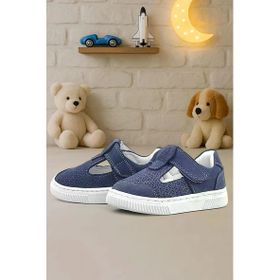 Rakerplus Bheem Hakiki Deri Lacivert Nubuk Cırtlı Bebek Sneaker Sandalet
