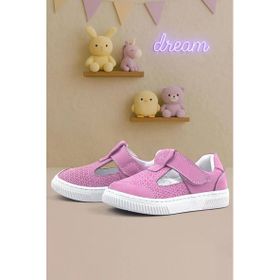 Rakerplus Bheem Hakiki Deri Pembe Cırtlı Bebek Sneaker Sandalet