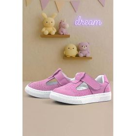 Rakerplus Bheem Hakiki Deri Pembe Cırtlı Bebek Sneaker Sandalet