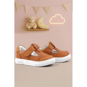 Rakerplus Bheem Hakiki Deri Turuncu Cırtlı Bebek Sneaker Sandalet