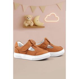 Rakerplus Bheem Hakiki Deri Turuncu Cırtlı Bebek Sneaker Sandalet
