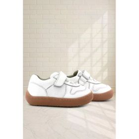 Rakerplus Bob Hakiki Deri Beyaz Barefoot Cırtlı Lastikli Bebek Sneaker Ayakkabı