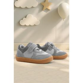 Rakerplus Bob Hakiki Deri Gri Barefoot Cırtlı Lastikli Bebek Sneaker Ayakkabı