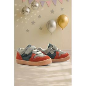 Rakerplus Bob Hakiki Deri Gri Yeşil Barefoot Cırtlı Lastikli Bebek Sneaker Ayakkabı