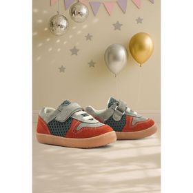 Rakerplus Bob Hakiki Deri Gri Yeşil Barefoot Cırtlı Lastikli Bebek Sneaker Ayakkabı