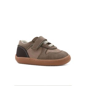 Rakerplus Bob Hakiki Deri Kum Krem Barefoot Cırtlı Lastikli Bebek Sneaker Ayakkabı