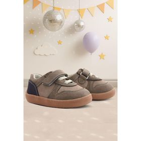 Rakerplus Bob Hakiki Deri Kum Krem Barefoot Cırtlı Lastikli Bebek Sneaker Ayakkabı