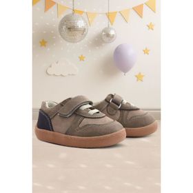 Rakerplus Bob Hakiki Deri Kum Krem Barefoot Cırtlı Lastikli Bebek Sneaker Ayakkabı