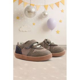 Rakerplus Bob Hakiki Deri Kum Krem Barefoot Cırtlı Lastikli Bebek Sneaker Ayakkabı
