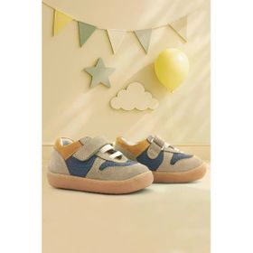Rakerplus Bob Hakiki Deri Kum Rengi Barefoot Cırtlı Lastikli Bebek Sneaker Ayakkabı