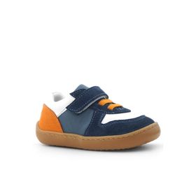 Rakerplus Bob Hakiki Deri Lacivert Beyaz Barefoot Cırtlı Lastikli Bebek Sneaker Ayakkabı