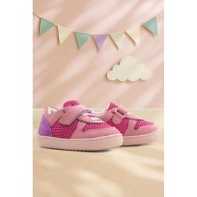 Rakerplus Bob Hakiki Deri Mor Pembe Barefoot Cırtlı Lastikli Bebek Sneaker Ayakkabı