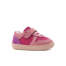 Rakerplus Bob Hakiki Deri Mor Pembe Barefoot Cırtlı Lastikli Bebek Sneaker Ayakkabı