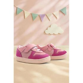 Rakerplus Bob Hakiki Deri Pembe Barefoot Cırtlı Lastikli Bebek Sneaker Ayakkabı
