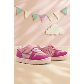 Rakerplus Bob Hakiki Deri Pembe Barefoot Cırtlı Lastikli Bebek Sneaker Ayakkabı