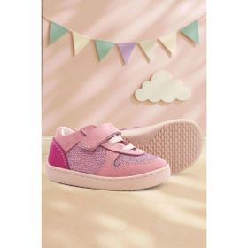 Rakerplus Bob Hakiki Deri Pembe Simli Barefoot Cırtlı Lastikli Bebek Sneaker Ayakkabı