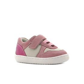 Rakerplus Bob Hakiki Deri Pudra Pembe Barefoot Cırtlı Lastikli Bebek Sneaker Ayakkabı