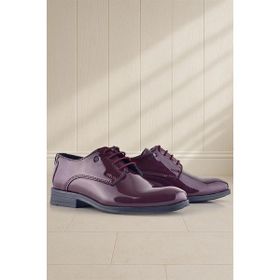 Rakerplus Bordo Rugan Bağcıklı Metal Detaylı Oxford Çocuk Klasik Ayakkabısı