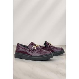 Rakerplus Bordo Tokalı Loafer Çocuk Klasik Ayakkabı