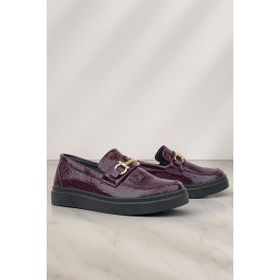 Rakerplus Bordo Tokalı Loafer Çocuk Klasik Ayakkabı