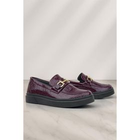 Rakerplus Bordo Tokalı Loafer Çocuk Klasik Ayakkabı
