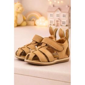 Rakerplus Bunny Hakiki Deri Taba Cırtlı Bebek Sandalet