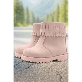 Rakerplus Chiron Hakiki Deri Pembe Fermuarlı Kız Çocuk Bot Çizme