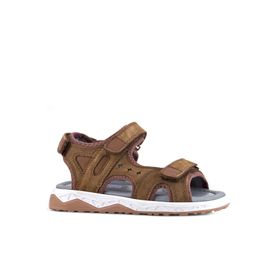 Rakerplus Hakiki Deri Kahve Taba Cırt Cırtlı Çocuk Sandalet Ayakkabı